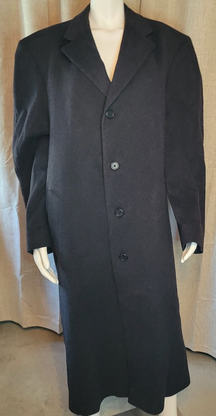 Hartford Schaffner Marx 100% Pure Virgin Wool Overcoat Black Men's 44T Canada